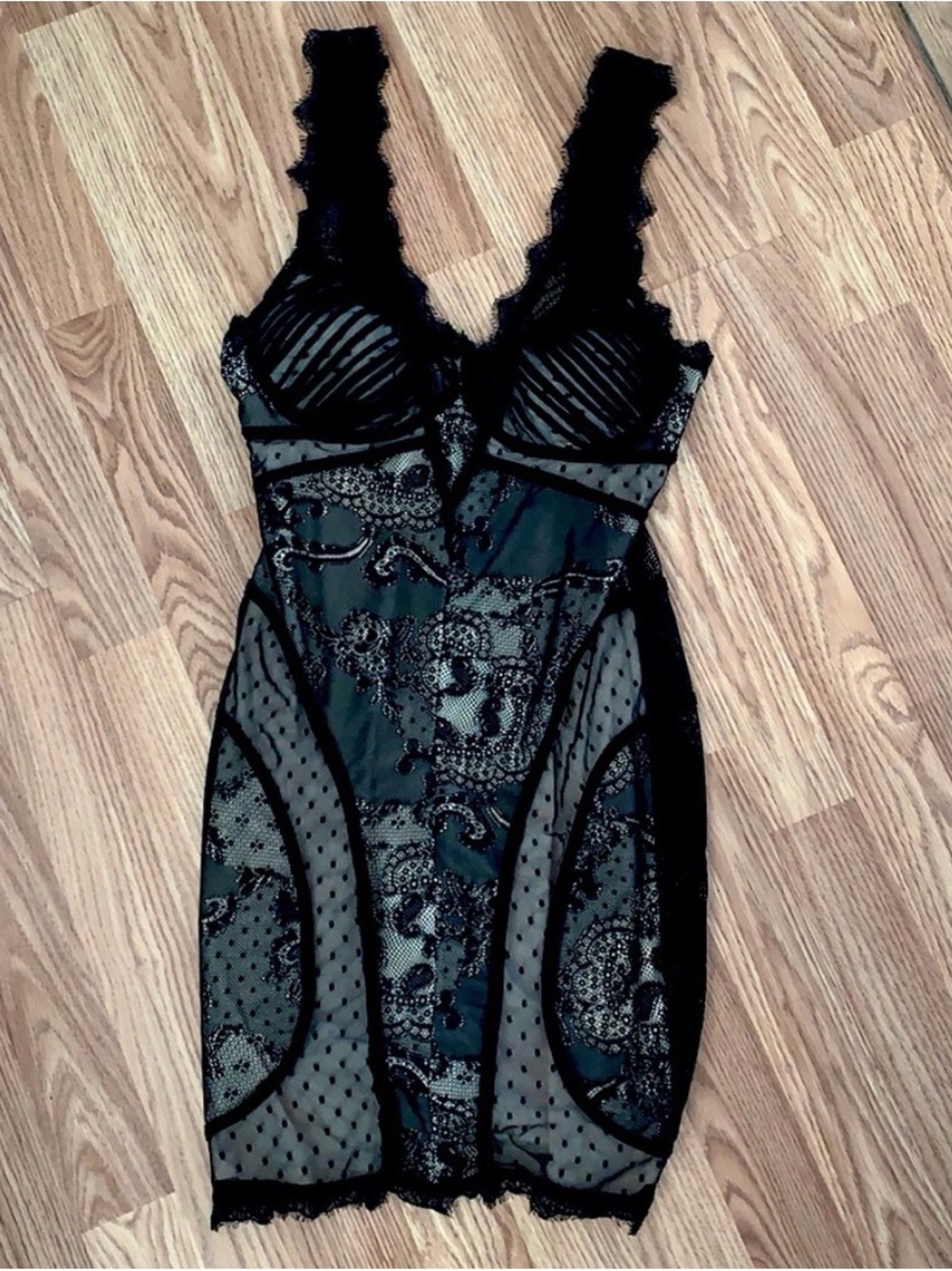 bebe Black Lace Babydoll Dress